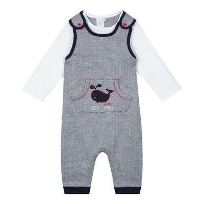J by Jasper Conran Baby boys' navy whale embroidered dungarees